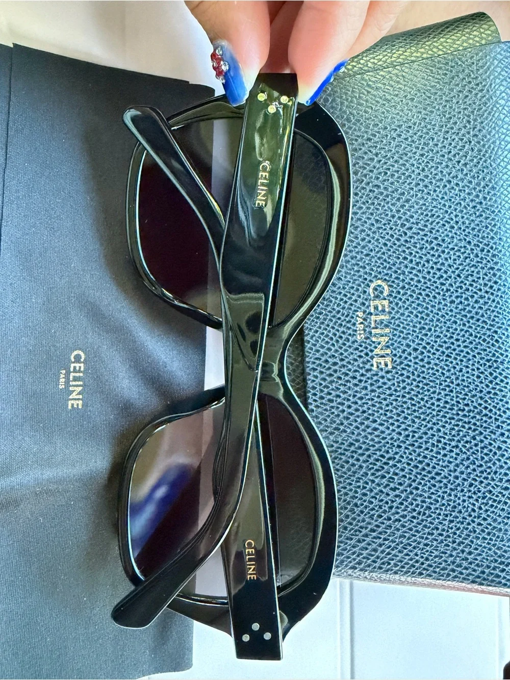 Celine Oversized Black Sunglasses with Dark Gray Lenses